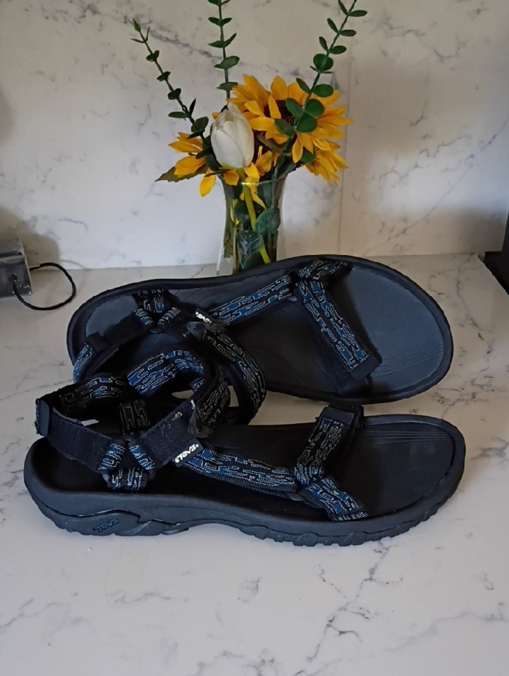 Teva Men's s Black and Blue Strappy Sport Sandals